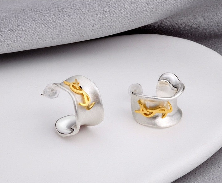 Irregular Letter 925 Silver Stud Earrings