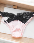 Luxury Satin and Sheer Mesh Cross-Strap Low-Rise Panties