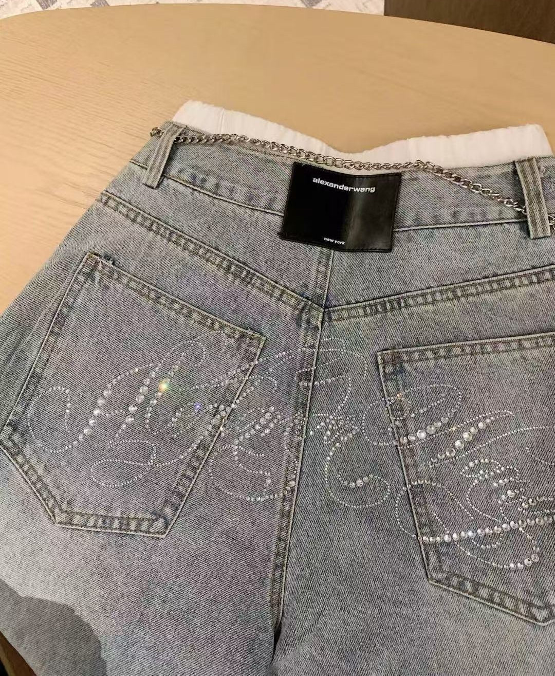 AW Rhinestone Curved Blade Pants (with Waist Chain)
