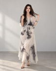Ink Wash Print Maxi Skirt
