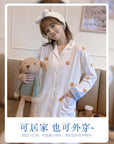 Milk Tea Dots Star Embroidered Cotton Pajamas