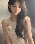 Chanel-Inspired Camellia Brooch & Hair Clip Set (Pink + White)