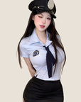 Officer-Inspired Bodycon Lingerie Set (with Stockings and hat)