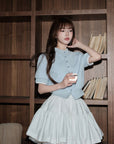 Slim-fit contrast knit top with faux layered design