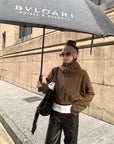 Molasses-Toned Hooded Zip-Up Sweatshirt