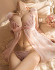 French-Style Lace Nightgown with Front Clasp and Underwire