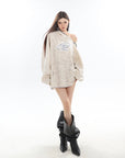 Spring/Summer New Arrival Unique Asymmetric Zipper Off-Shoulder Sweatshirt
