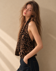 Leopard Print Chiffon Halter Top