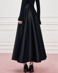 Hepburn-inspired high-waisted French A-line skirt
