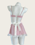 Sweet maid-style open-back lingerie set with built-in padding