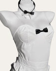 PU Maid Bunny Girl Lingerie Bodysuit (with Fishnet Stockings)
