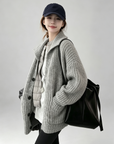 Korean-style wool knit cardigan with a relaxed, stylish design