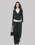 Cashmere hooded faux two-piece set