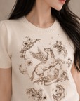 Heavy Embroidered Pegasus Knit Top