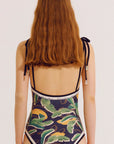 REVERSIBLE TIE-SHOULDER ONE PIECE SWIMSUIT