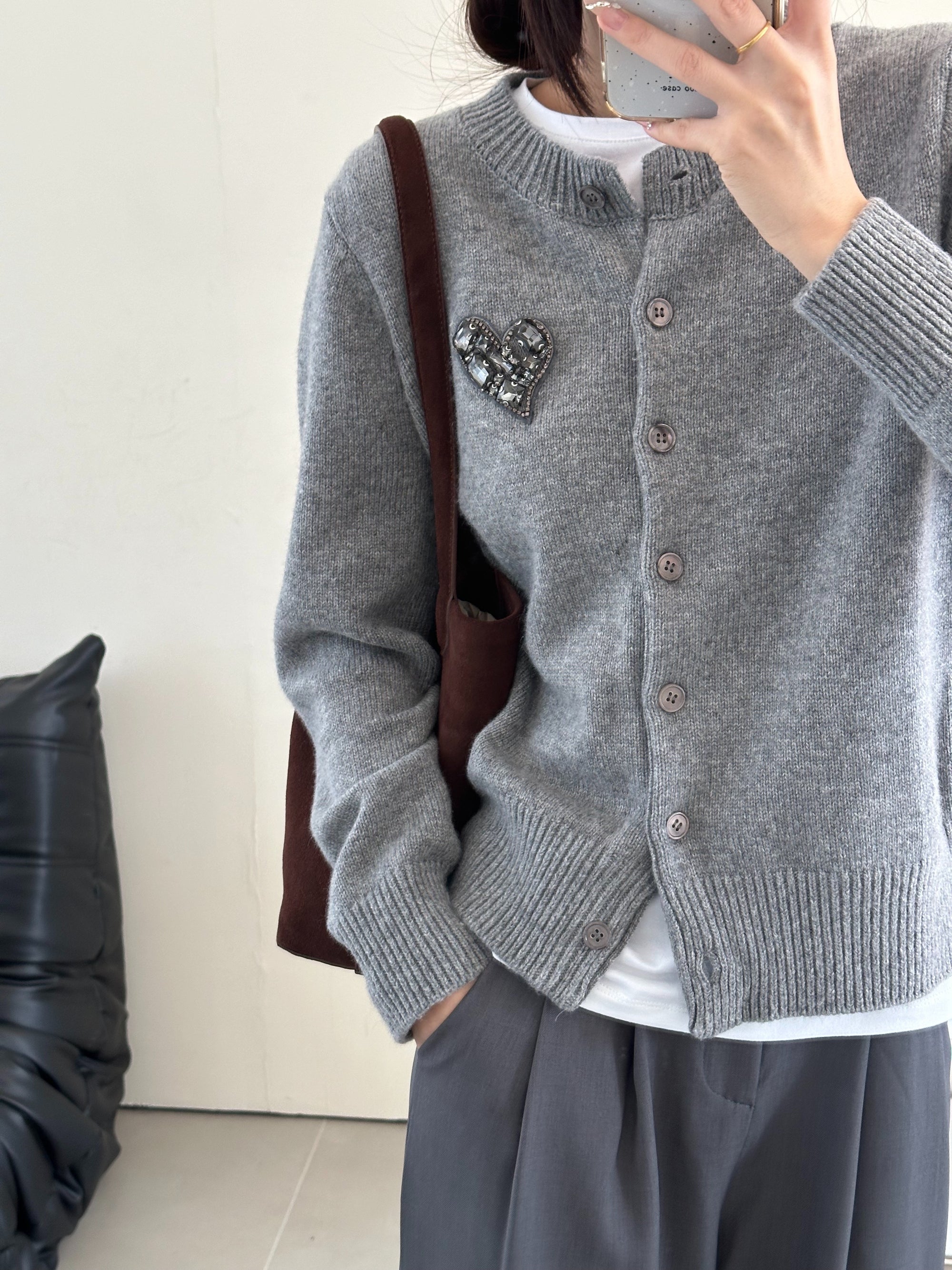 Luxurious Heart Mo&Co Classic Wool Cardigan