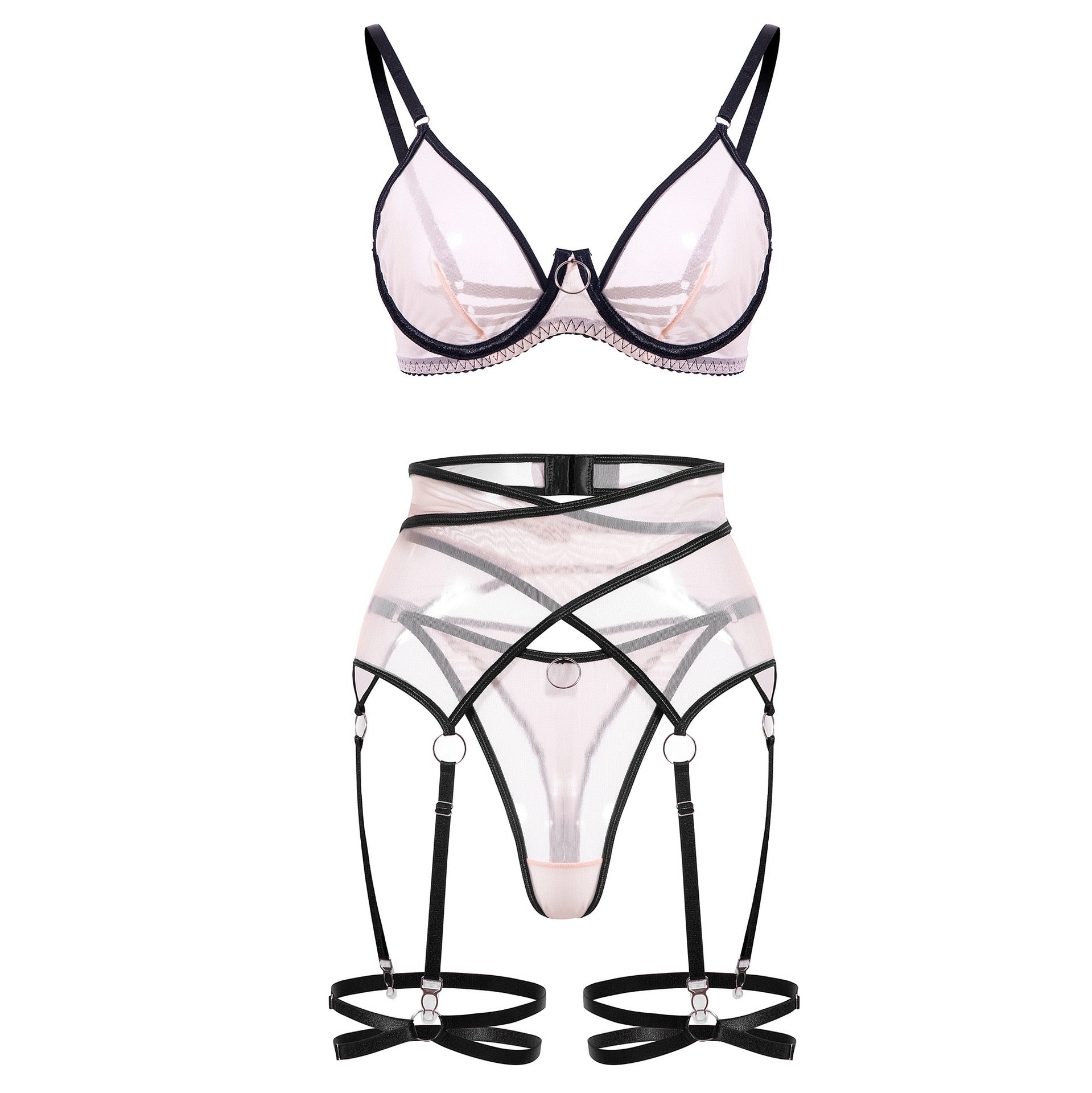 Underwire Sheer Push-Up Bra Multi-Piece Set