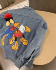 Washed Denim Jacket with Mickey Embroidered Plush Detail