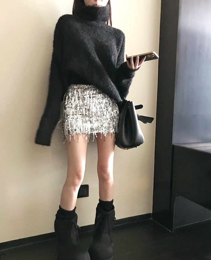 Deluxe Sequin Fringe Skirt