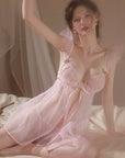 French-Style Lace Nightgown with Front Clasp and Underwire