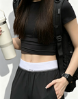 Wide Waistband Casual Wide-Leg Pants