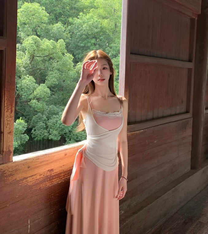 Soft Layered-Style Spliced Camisole Dress