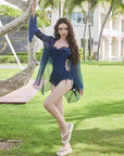 Sexy Cutout One-Piece Swimsuit + Cover-Up Set