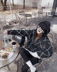 Alpaca-Blend Long-Hair Heavyweight Knit Cardigan