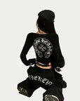 Dark Aesthetic Fleece-Lined Chrome Hearts-Inspired Set