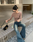New Slim-Fit Knit Top for Slender Figure