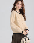 French Cottagecore Thick Knit Cardigan