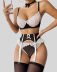 European and American Sexy WIREFREE Lace Lingerie Set (with Stockings)