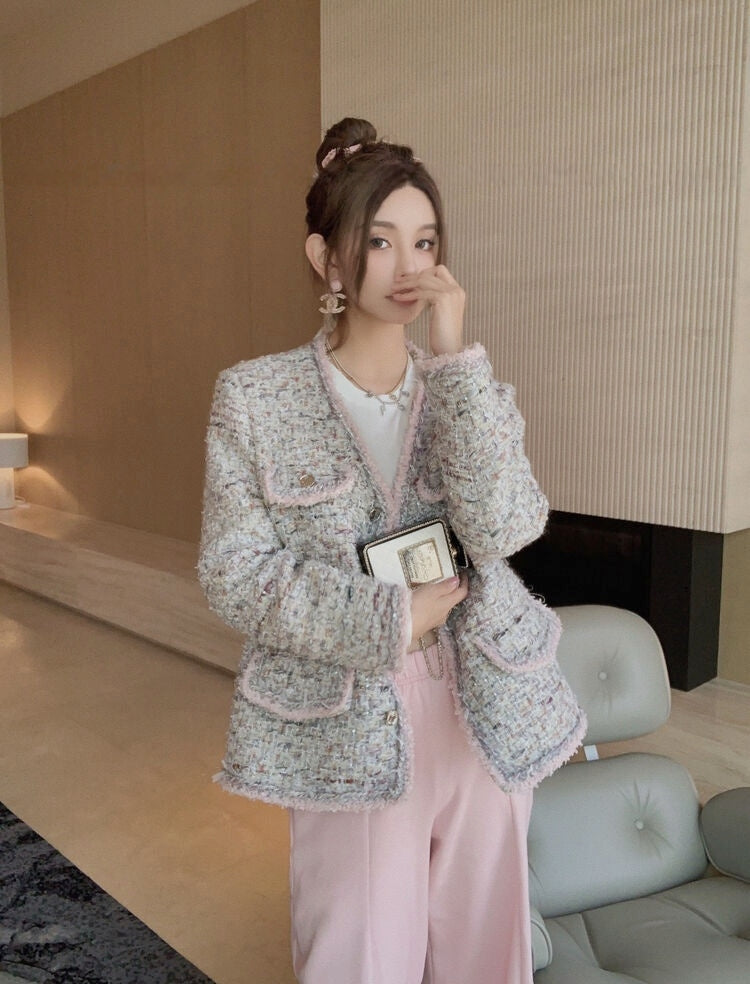 Deluxe Tweed Jacket in Blush Tones