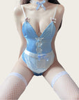Sweet Maid Lingerie Costume with Stockings and Feather Duster