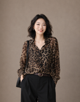 Vintage Luxe Leopard Chiffon Shirt