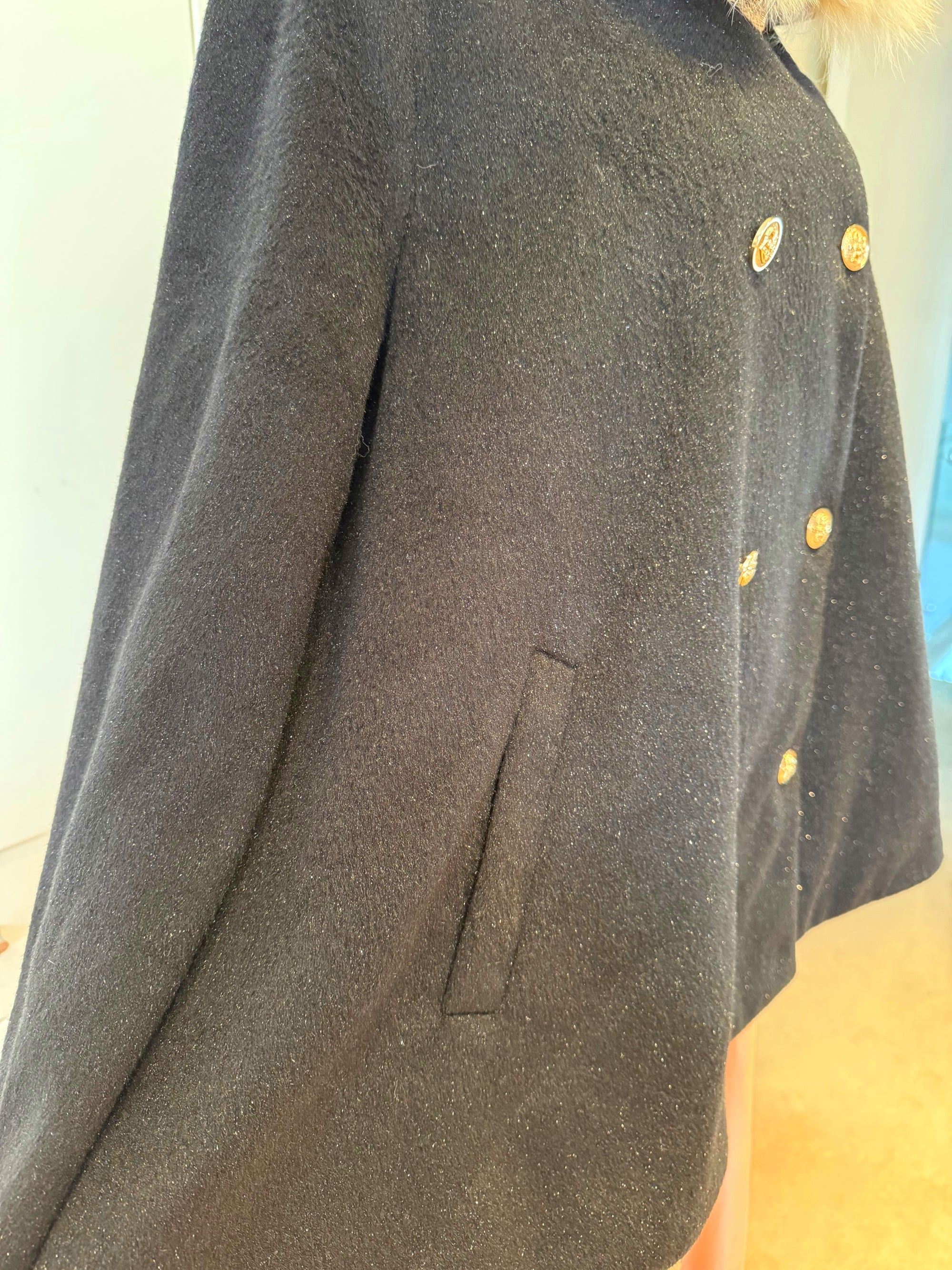 Mocha Fur-Collar Cape Coat