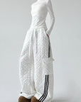 American-Style Quilted Diamond Pattern Blade-Cut Pants
