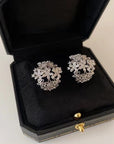 Korean Hollow Exquisite Rhinestone 925 Silver Stud Earrings