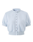 Slim-fit contrast knit top with faux layered design