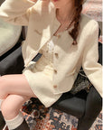 Wool Blend Bouclé Tweed Set with Golden Buttons