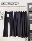 Mink Fleece Straight Slacks With a Slit