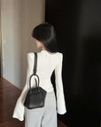 U-Neck Brushed Thickened Top with Padded Shoulders