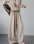 Rabbit Hair Blend Knit Set with Layered V-Neck Cardigan