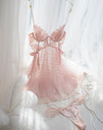 French Pure Desire Polka Dot Sexy Nightgown (2-Piece Set)