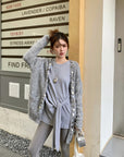 Relaxed Sequin Knit Cardigan with Sheer Details