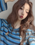 Korean-Style 3D Dachshund Striped Tee