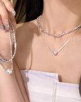 Silver Shimmer Layered Double Necklace