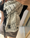 Inspired Black & White Contrast Wool Knit Scarf (Gift Boxed)