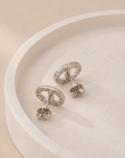 Full pavé stud earrings with a chic, luxe look