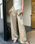 Upgraded Acetate High-Waist Tassel Wide-Leg Pants in Modern Chinese Style